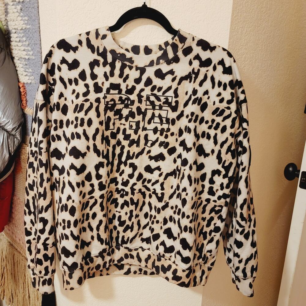 P.E. Nation Pursuit Sweater in Leopard Print, sz Large